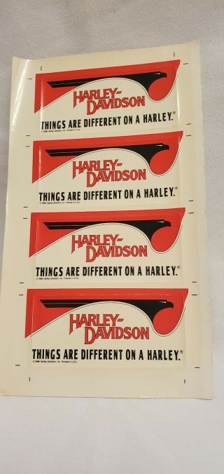 Harley - Davidson Vintage 1986 Sheet Of 4 Stickers Decals Things Are Different.