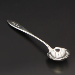 Vtg Sterling Silver - Antique Etched Solid Smooth Sugar Salt Spice Spoon - 3.  5g