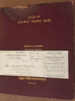 1921 Atlas Of Railway / Steamship Traffic Maps W/original Sales Slip