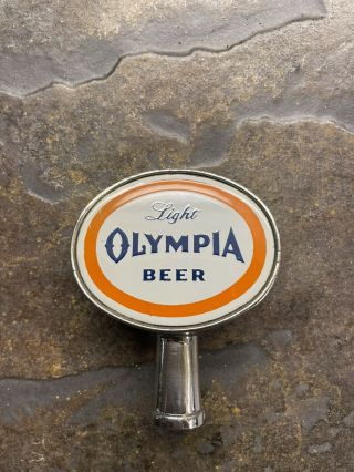 Vintage 1960’s Olympia Light Beer Tap Handle Knob Double Sided Great Shape