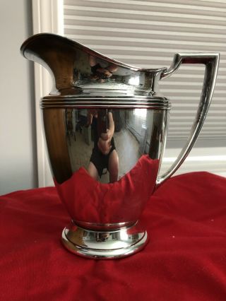 Vintage Wm Rogers Silver Plate 8” High Water Pitcher.