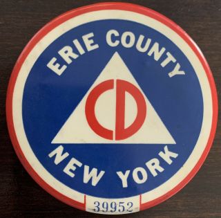 Vtg Erie County York 1951 CD Civil Defense Buffalo Pinback Button Pin 39952 2