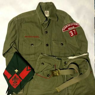 Vintage 1950 - 60’s Bsa Boy Scout Uniform Long Sleeve Shirt Pants Belt Scarf Pin
