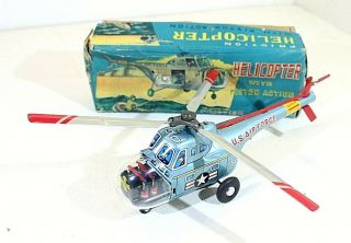 T.  N.  Nomura Helicopter With Piston Action Friction Powered Vtg,  Tin,  Japan