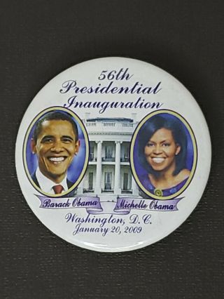 Rare Barack & Michelle Obama Jan 20th 2009 Presidential Inauguration Button Pin