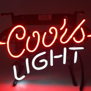Vintage Retro Coors Light 10 " X 10 " Beer Bar Neon Sign Mancave Red White