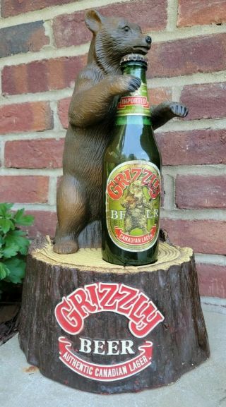 Vintage Grizzly Beer Canadian Lager Bottle Holder Store Display Advertising Sign