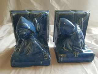 Vintage Monk Ceramic Reading Book Bookends