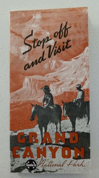 Vintage 1930s Santa Fe Railroad - Grand Canyon Brochure Advertising Sightseeing
