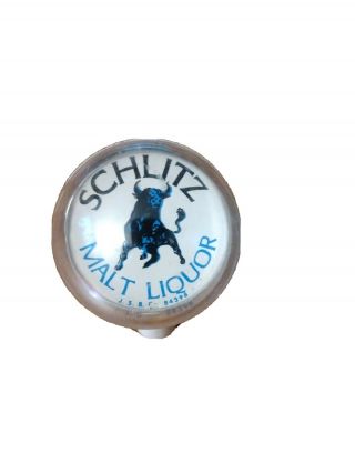 Vintage Schlitz Malt Liquor Bull Globe Round Beer Tap Handle 4 " Rare