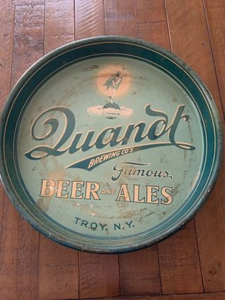 Quandt Brewing Co’s Famous Beer And Ale Beer Tray,  Troy,  N.  Y.  13 Inch
