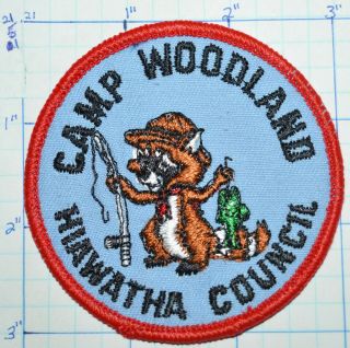 Bsa Camp Woodland Hiawatha Council Raccoon Fishing 1974 Vintage Boy Scout Patch