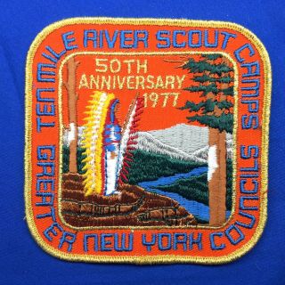 Boy Scout Tmr Ten Mile River Scout Camps 1977 50th Greater Ny Orang Jacket Patch