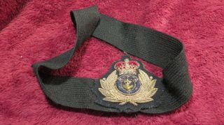 Rfa Badge: Royal Fleet Auxiliary Navy : Officers Cloth Bullion Cap Badge 1950 