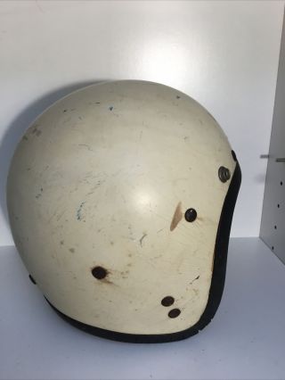 Vintage AGV Valenza Italian Motorcycle Helmet White has Snaps For Visor Shield 2