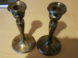 Derby Silverplate Company Candlesticks,  Hand Hammered Needs A Good Polish