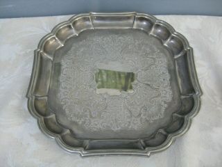 Vintage Pinder Bros Sheffield Silver Plate Scalloped Butlers Drinks Serving Tray