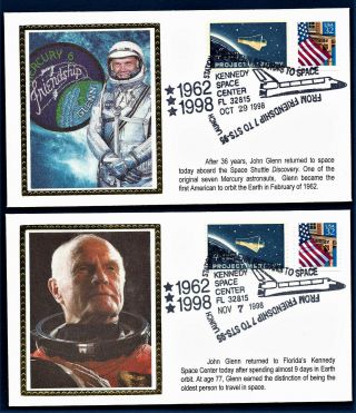 1962 1998 John Glenn Mercury Kennedy Space Center Commemorative Cover Stamp 1193