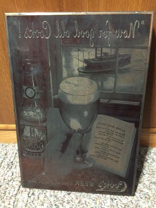 Vintage " Cooks Beer " Evansville Indiana Advertising Printing Plate