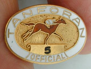 Gold Metal Pin Back Badge Tanforan Race Track 1950 