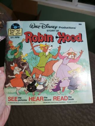 Walt Disney Story Of Robin Hood 24 Page Book And 33 1/3 Rpm Record 1977 Edition
