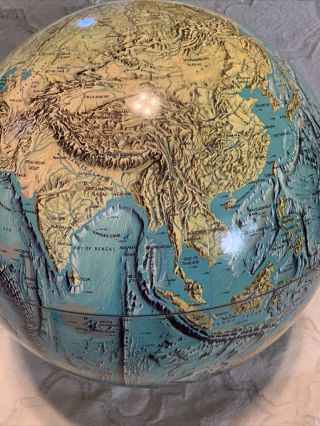 Vtg 1971 National Geographic Physical Globe Approx 16” Tall 50” C No Base