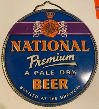 National Premium Tin Beer Sign