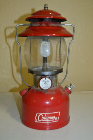 Vintage Red Coleman 200a Lantern Dated 7/72 Pyrex Globe 1972 Wick