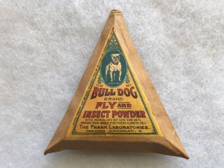 Bull Dog Brand Vintage Fly And Insect Powder Package,  Great Graphics