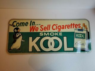 Vintage Kool Cigarette Advertising Tin Tacker Sign Penguin - Reg 1096 - Rare