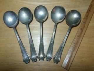 5 Antique Vintage Collectible Spoons 6 3/4 " Ajax Silver Plate
