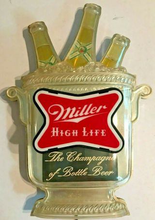 Vintage Light Up Miller High Life Beer Champagne Bar Clock Sign No.  F - 1031