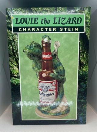 Vintage Budweiser Beer Louie The Lizard 1997 Character Stein