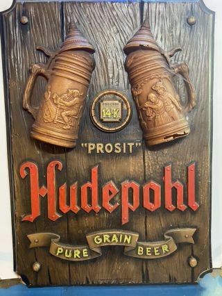 Vintage Hudepohl Beer Adv Deer Pure Grain Beer Sign Rare Size And Style
