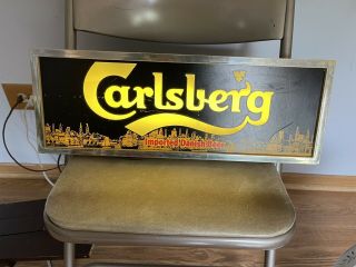 Vintage Carlsberg A Imported Danish Beer Lighted Bar Sign,  19 - 1/2 X 7 1/2 Inch,