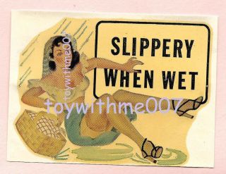 Vintage Decal Waterslide Pin Up Hot Rod Car 50s Sexy Glamour Girl P