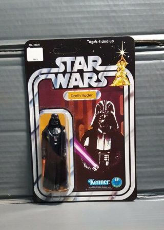 Vintage Recarded Star Wars Darth Vader 12 Back Figure W/ D.  T.  Lightsaber