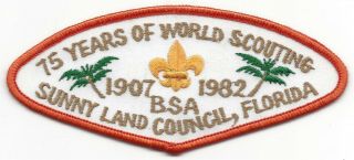 Sunny Land Council - World Scouting 75th Ann Csp - 1907 - 1982 - Lbr Letters