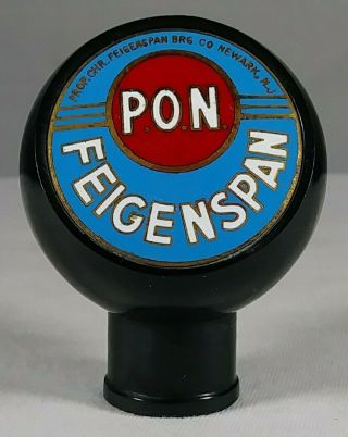 Old P.  O.  N.  Beer Ball Style Tap Knob Feigenspan Brewing Co.  Newark Jersey Nj