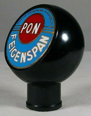 Old P.  O.  N.  Beer Ball Style Tap Knob Feigenspan Brewing Co.  Newark Jersey NJ 3