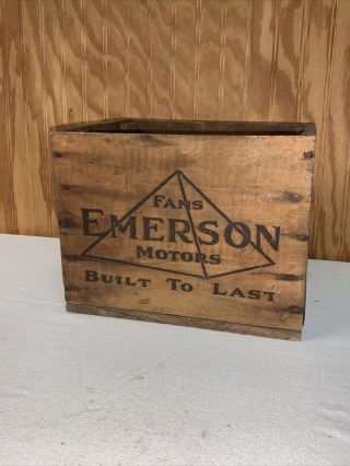 Vintage 1955 Emerson Fans Motors Wooden Crate Built To Last