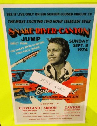 Evel Knievel Snake River Canyon Jump 3 City Promo Poster On X - 2 Sky Cycle Evil