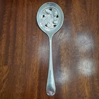 Vintage Leonard Silver Plated Slotted Serving Spoon Made In Italy