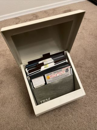 Vintage Ibm Floppy 8” Inch Disk Holder Plastic Case With Disks Ampex Amc Luctor