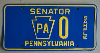 1970s Pennsylvania Pa Sample Senator License Plate 0 Zero