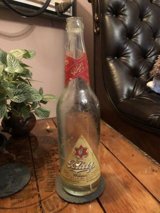 Blatz Paper Label Beer Bottle,  1 Pint,  6 Oz,  Tall.  1920 - 1940s " Winner "