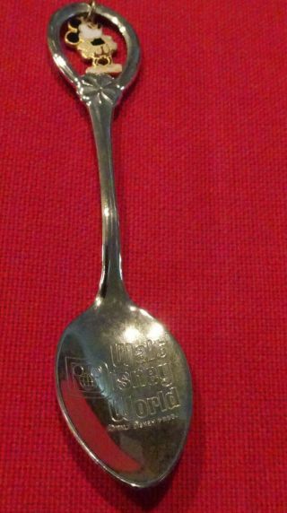 Vintage Walt Disney World Silver Tone 3.  5 " Souvenir Spoon W/ Mickey Charm Usa