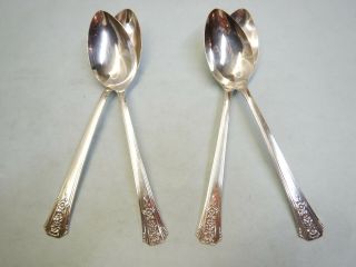 4 Fortune Oval Soup/dessert Spoons - Elegant 1939 Fine Tudor Floral