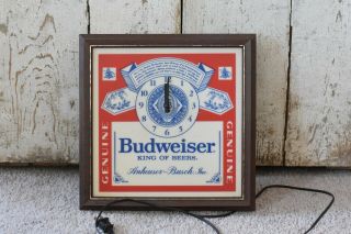 Vintage Budweiser King Of Beers Pull - Chain Lighted Wall Clock