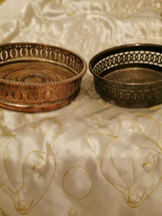 2 Trays 1 Copper And 1 Silver Plate 5 Inch Trays Made By Plato
